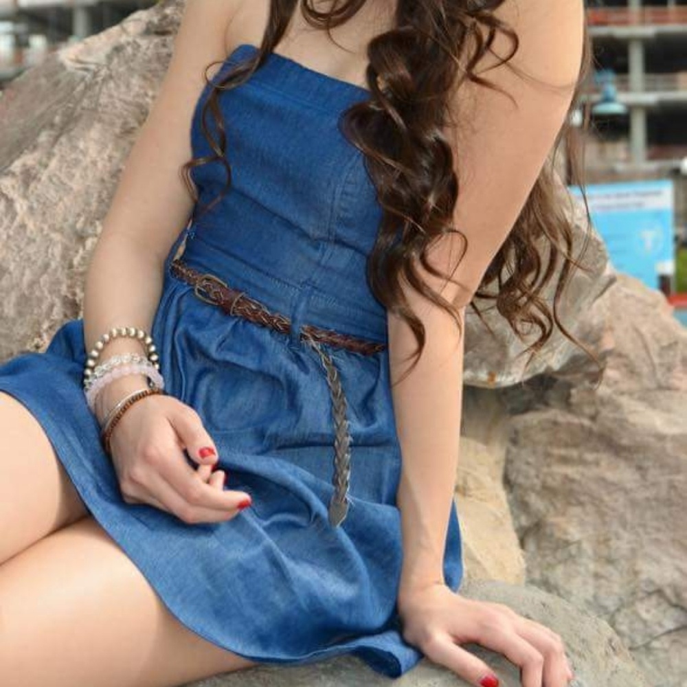 Strapless jean dress